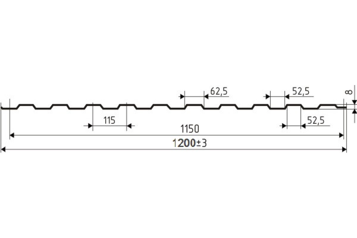 Нс 44 вес. Лист профилированный с-8*1150. Нс44-1000-0,7 раскладка с нахлёстом.